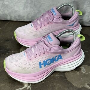 Hoka One One Women's Pink and Blue Athletic Running Shoes